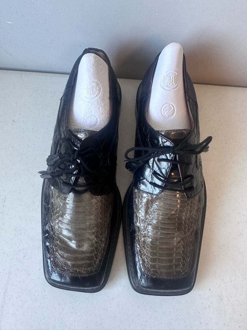 GIORGIO BRUTINI 10.5 M Black/Brown Genuine Snake Skin Shoes Italian